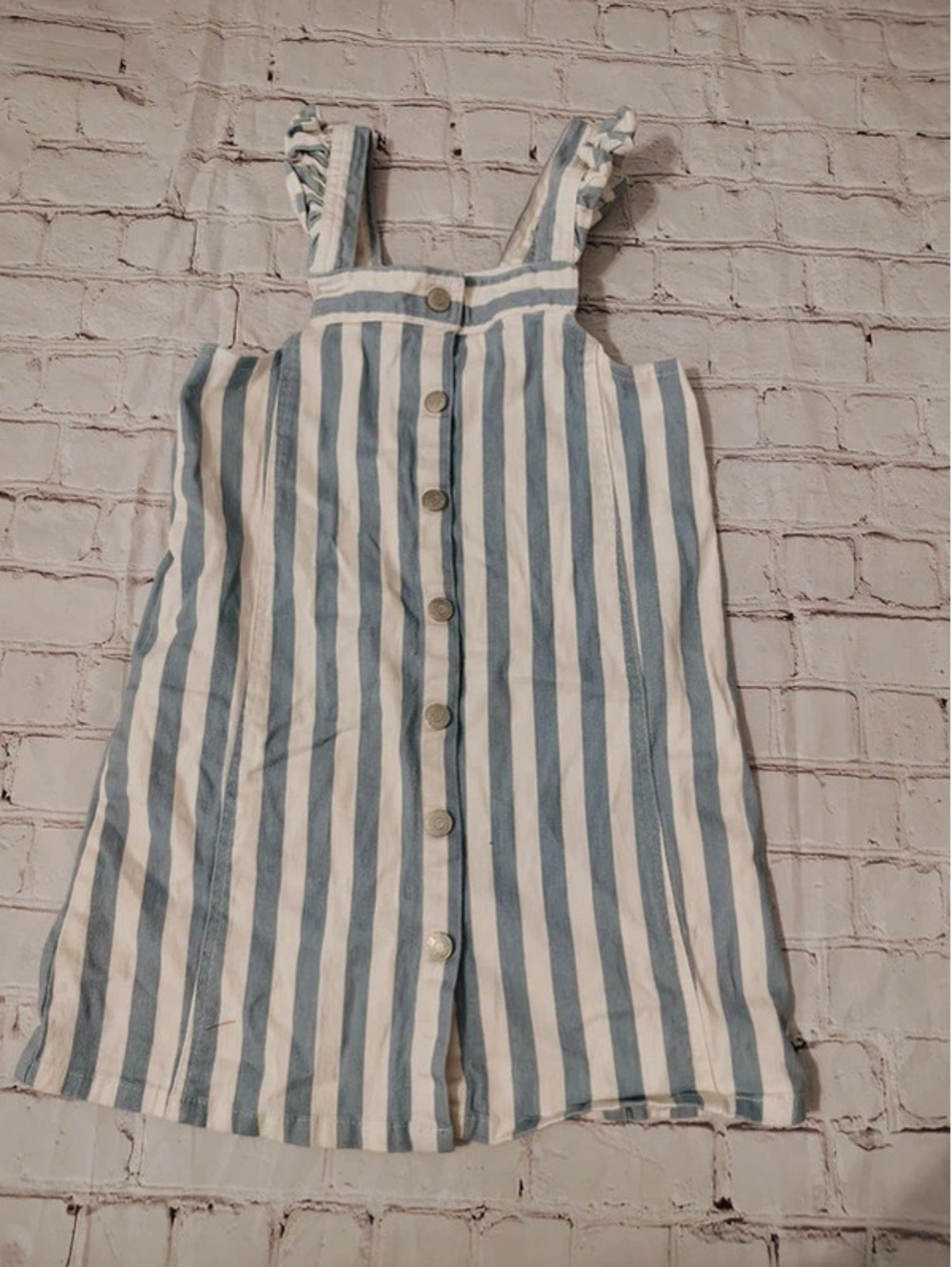 Jessica Simpson Blue & Cream Striped Romper Dress | Girls Medium 8